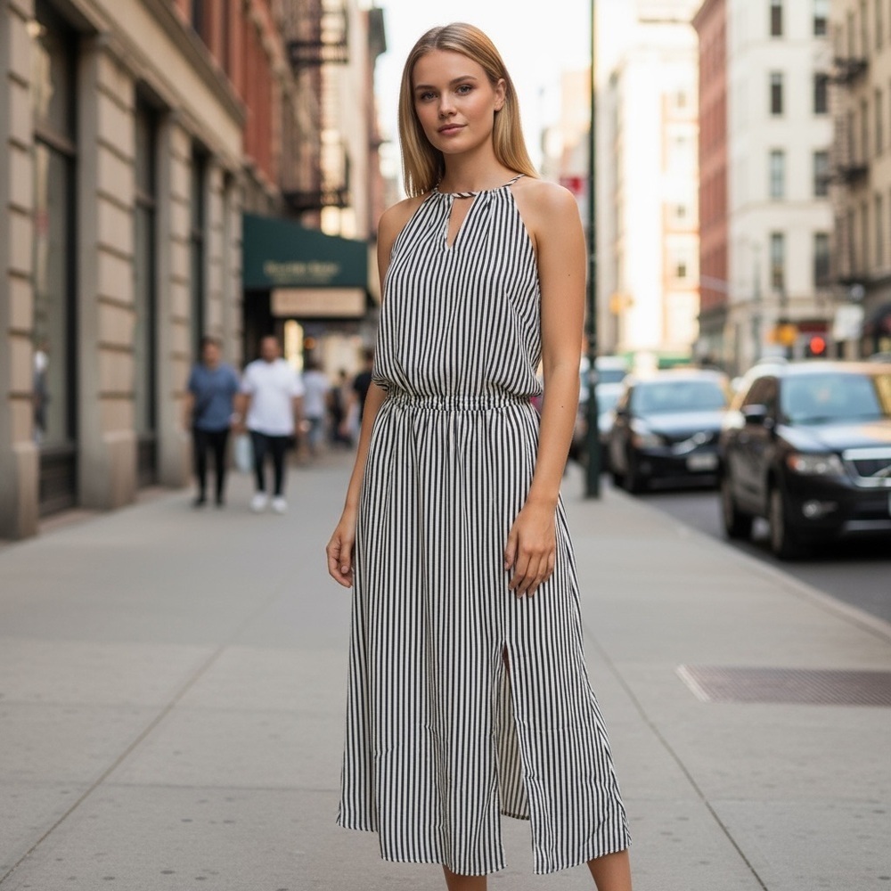 Blushing Heart Striped Maxi Dress
New